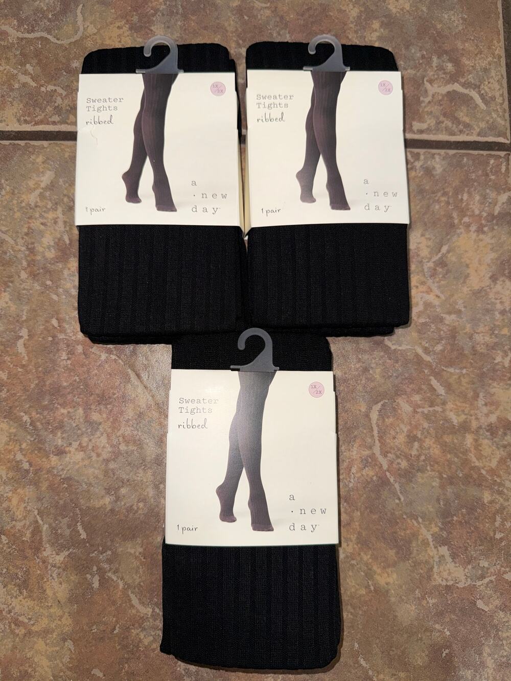 [Lot of 3] A New Day Ribbed Black Sweater Tights 1X/2X Cozy Winterwear